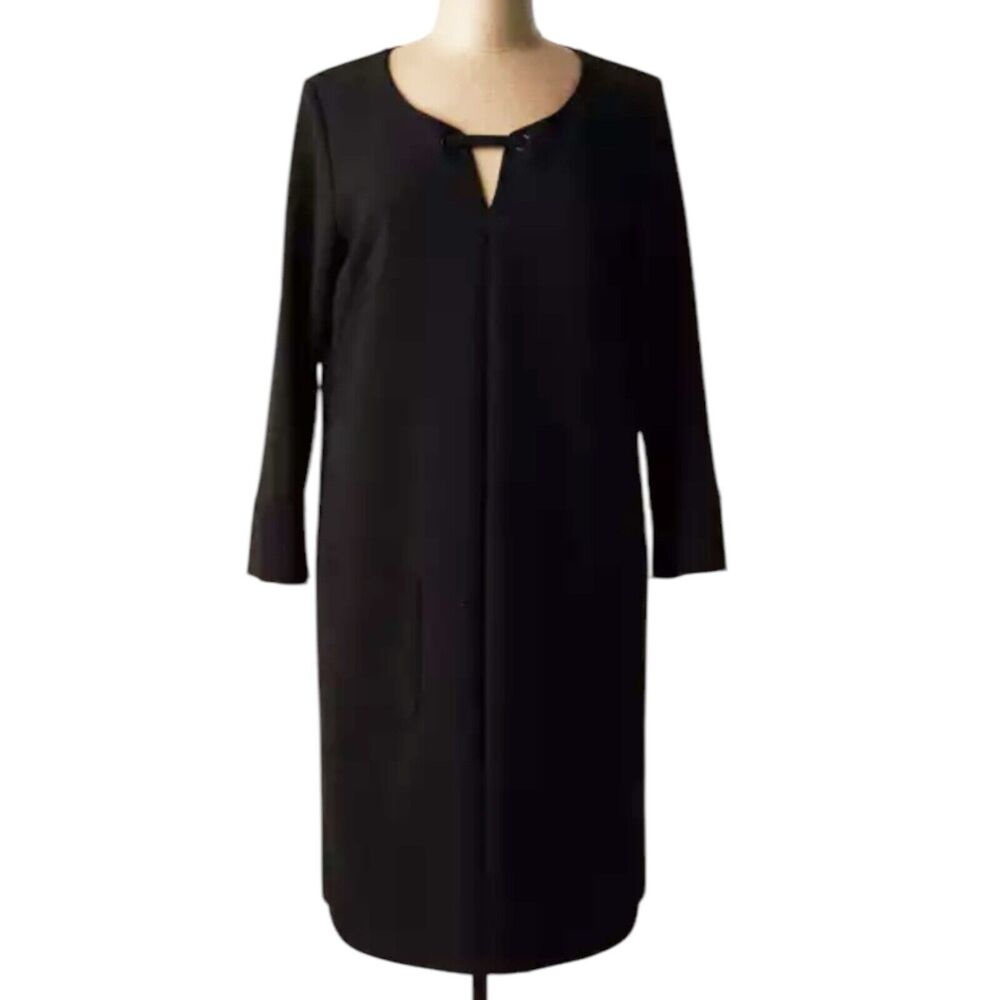 Luisa Cerano Black Long Sleeve Shift Dress Women’s Size 6 - Picture 1 of 9